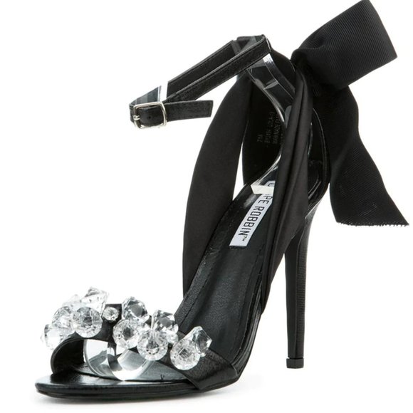 Cape Robbin Shoes - ☆ Cape Robbin Black Satin Upper Crystal Beading 4.5" Stiletto Heel